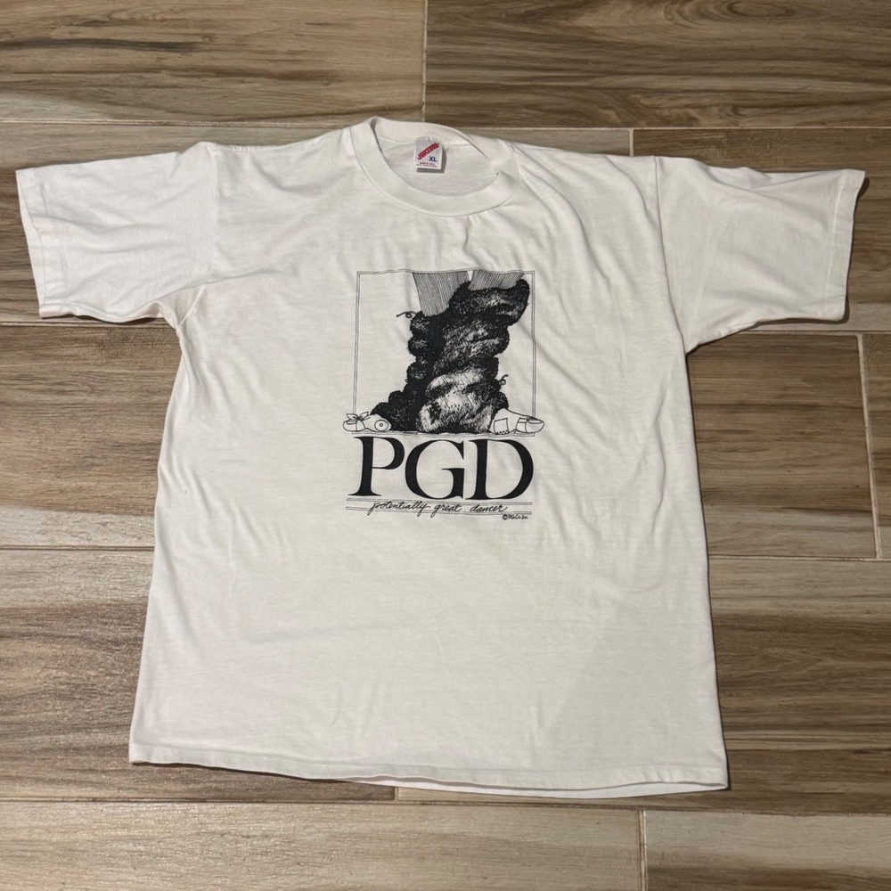Vintage Jerzees PGD Potentially Great Dancer T-Shirt White XL Made in USA 90s